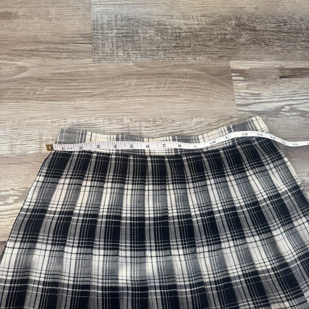 Vintage 90s Talbots Plaid Pleated Skirt Black White Made USA Preppy Academia 8 - Picture 6 of 7